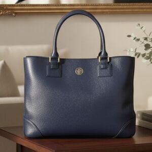 Tory Burch Navy Blue Tote Bag